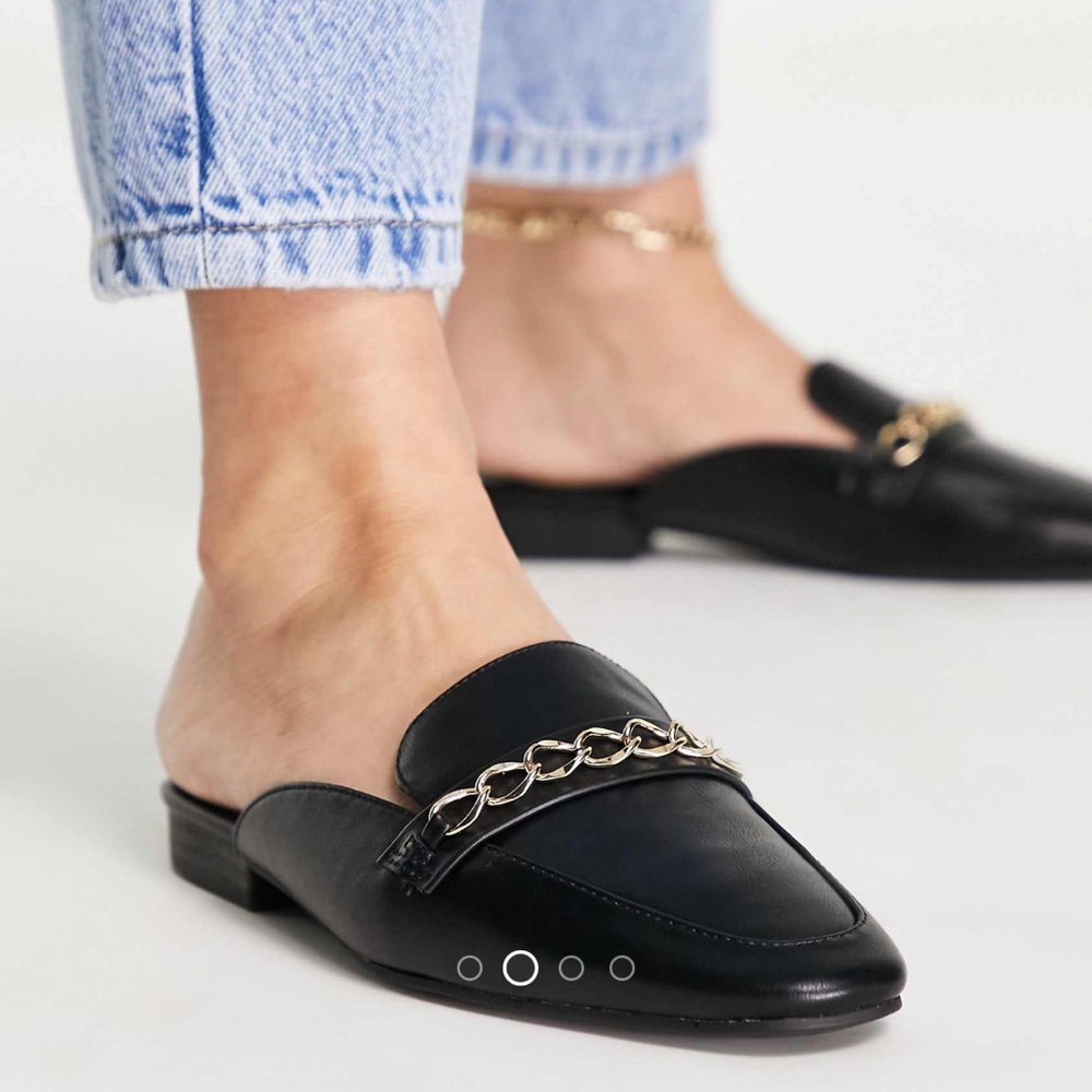 ASOS Black Mules with Gold Chain